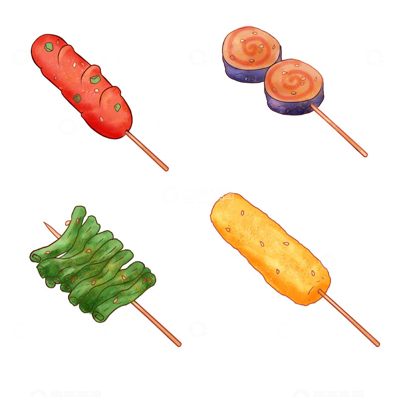 源文件下载【趣麦麦图】烧烤美食串串香
