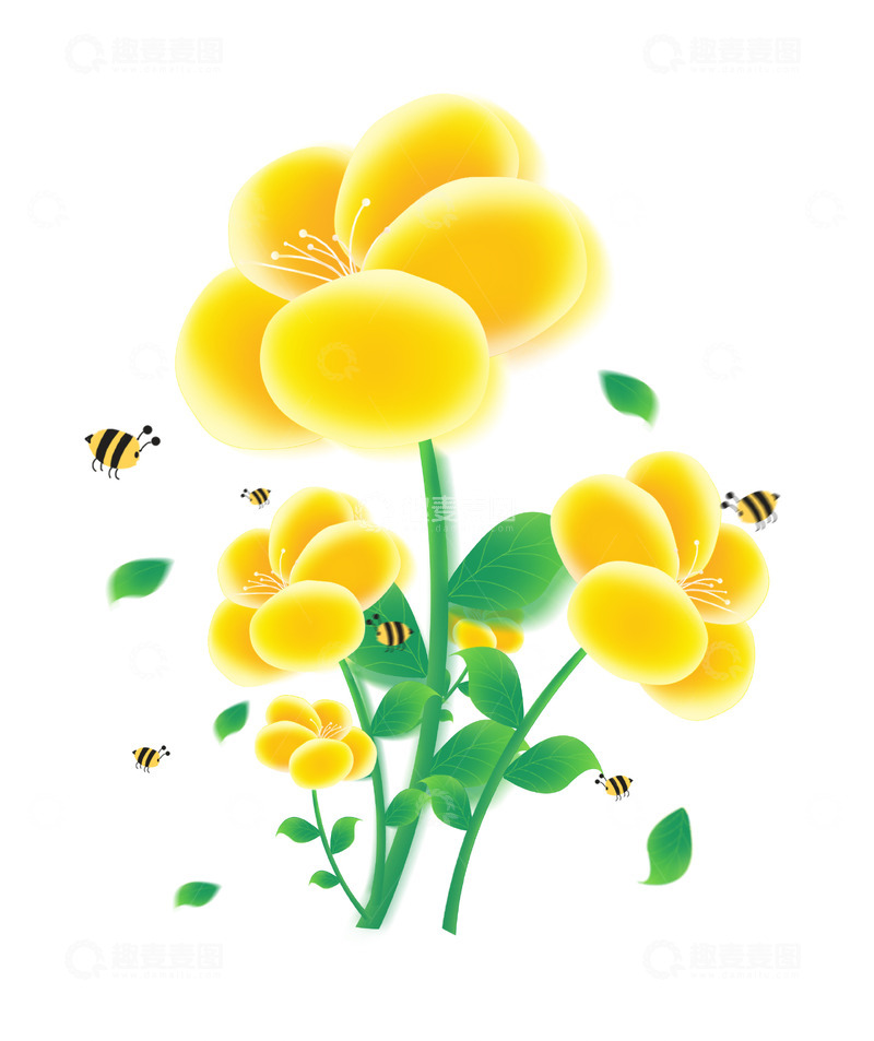 源文件下载【趣麦麦图】春天弥散风黄色小花植物节日装饰元素