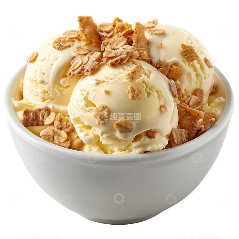 高清大图下载【趣麦麦图】燕麦片早餐甜品冰淇淋球