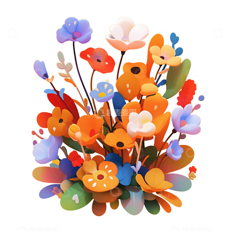 高清大图下载【趣麦麦图】3D花束鲜花植物