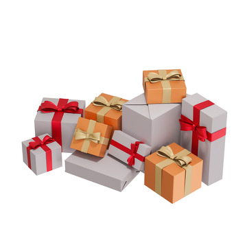 节日礼品盒堆3D促销元素