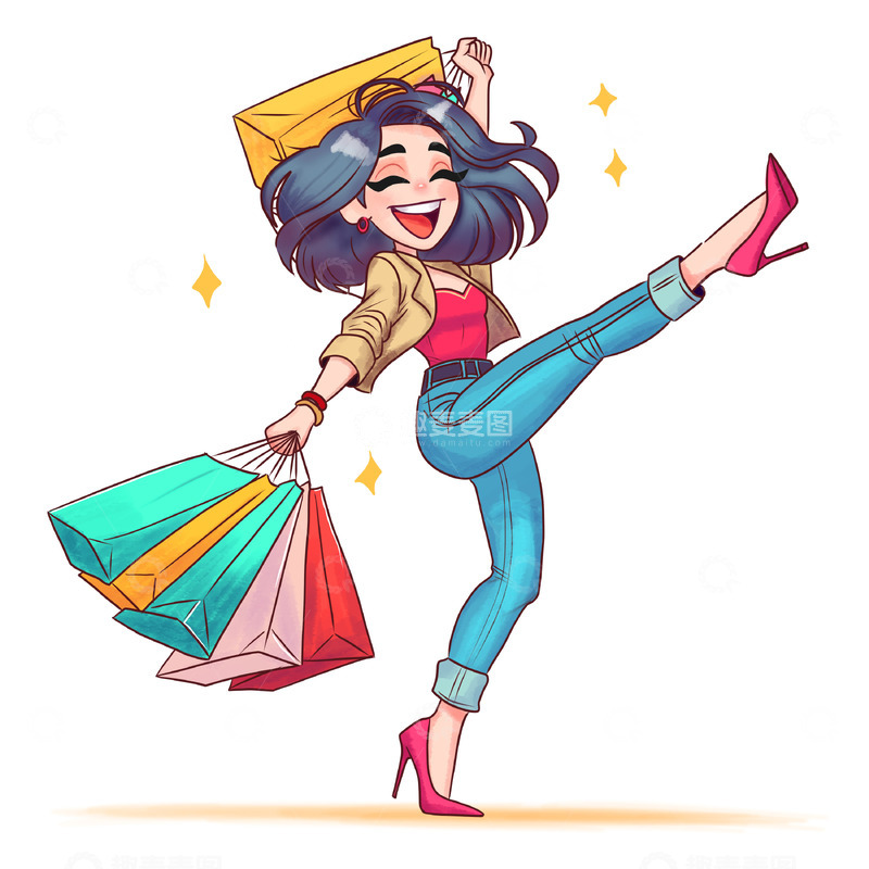 源文件下载【趣麦麦图】女神节购物素材