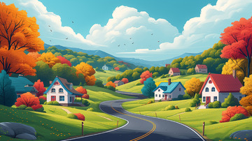 卡通夏季风景背景