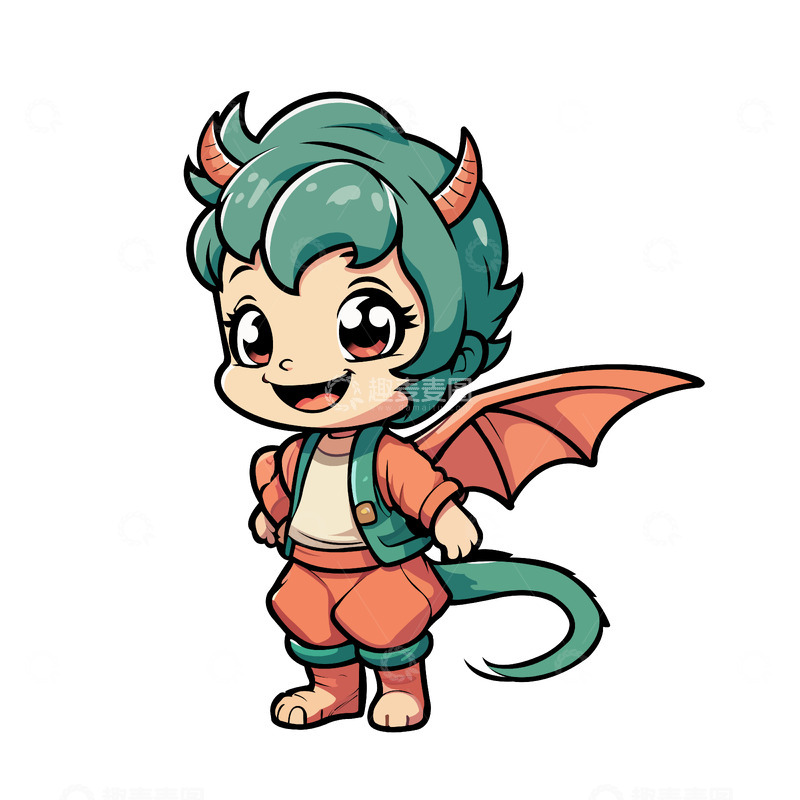 源文件下载【趣麦麦图】开心可爱小龙人