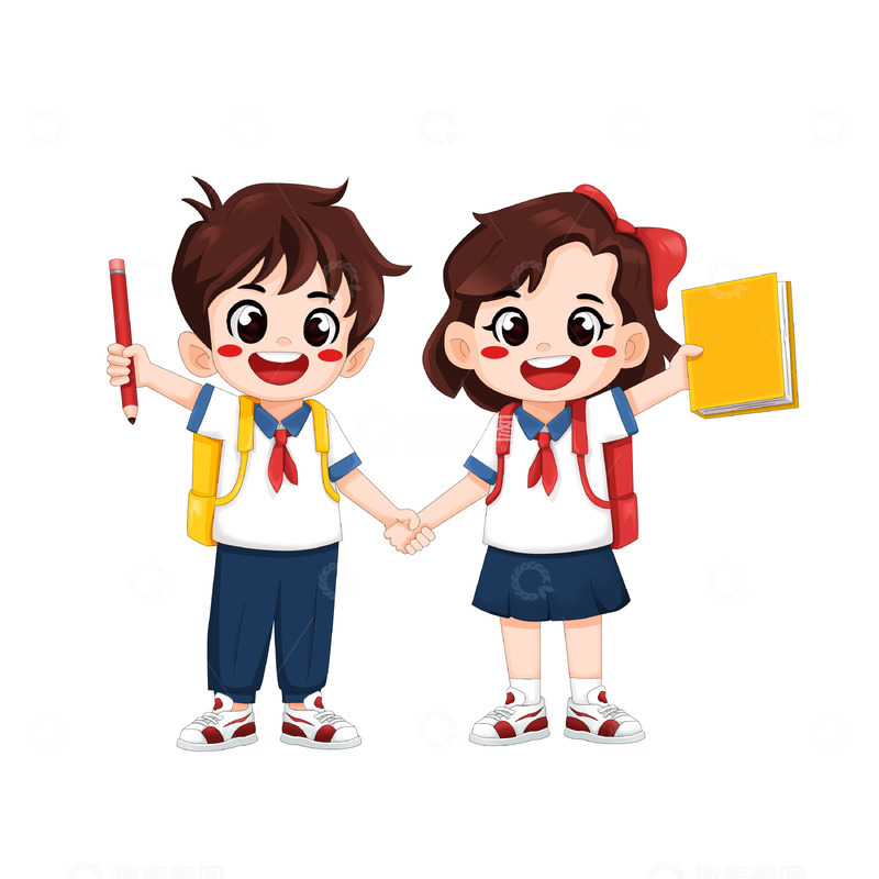 源文件下载【趣麦麦图】开学季上学的卡通学生形象
