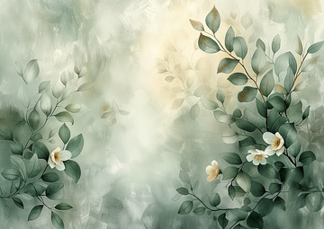 绿色小清新鲜花植物背景