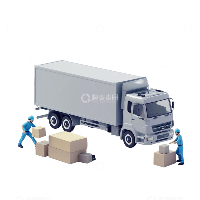 高清大图下载【趣麦麦图】物流运输的工人和车辆