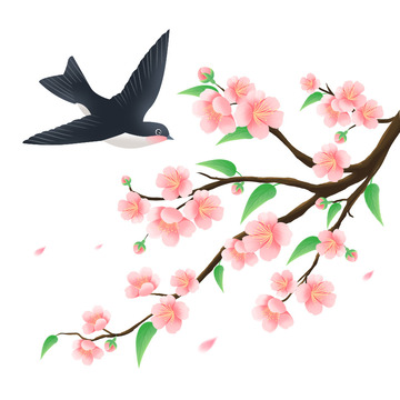 春天唯美樱花桃花燕子春日元素