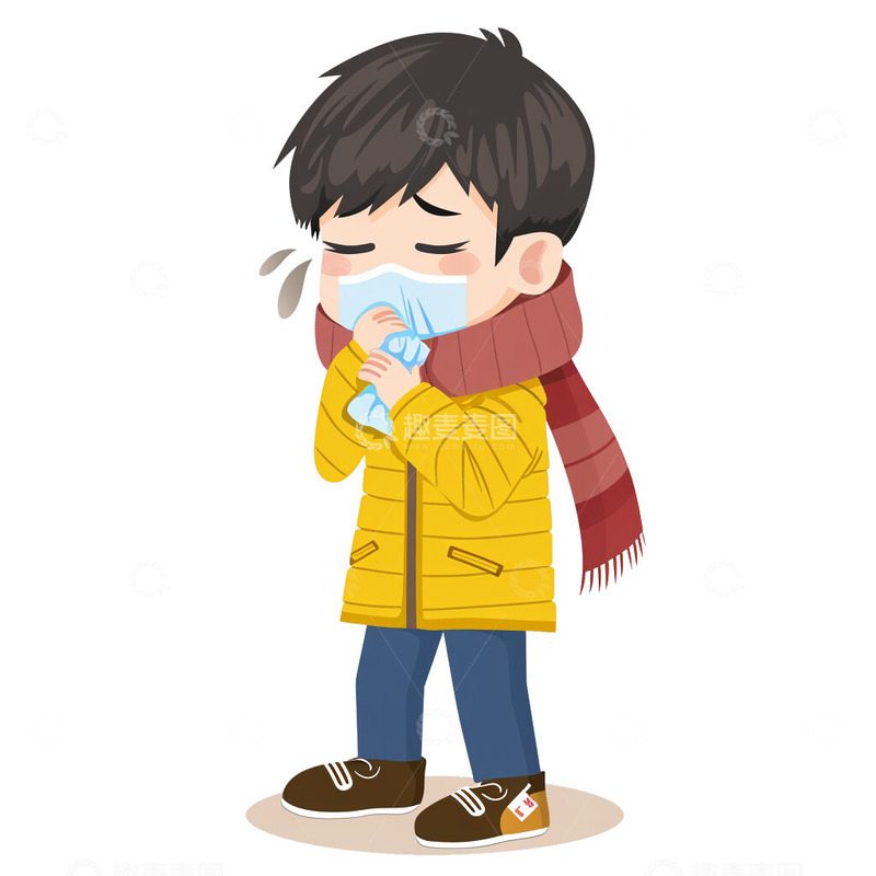 高清大图下载【趣麦麦图】得了感冒流感肺结核的男孩