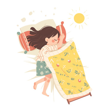 睡眠日在睡眠休息的小女孩
