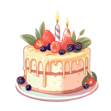 生日蛋糕手绘插画