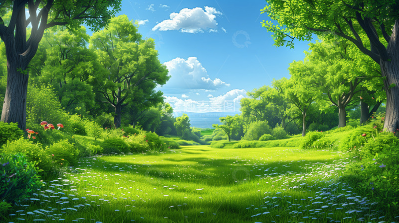 高清大图下载【趣麦麦图】蓝天白云春天户外风景背景