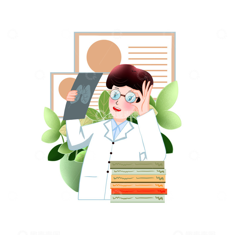 源文件下载【趣麦麦图】手绘卡通医生素材插画
