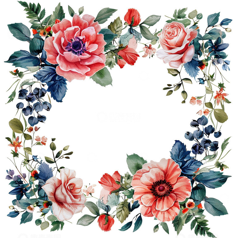 高清大图下载【趣麦麦图】花环花朵边框