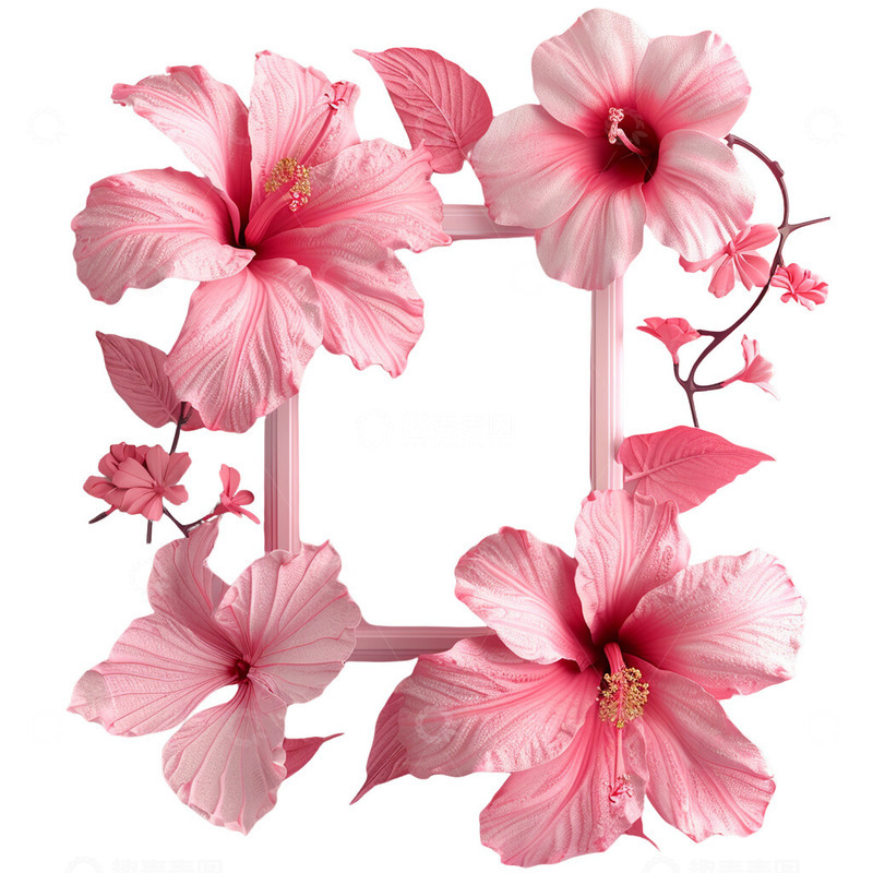 高清大图下载【趣麦麦图】樱花花环花朵边框