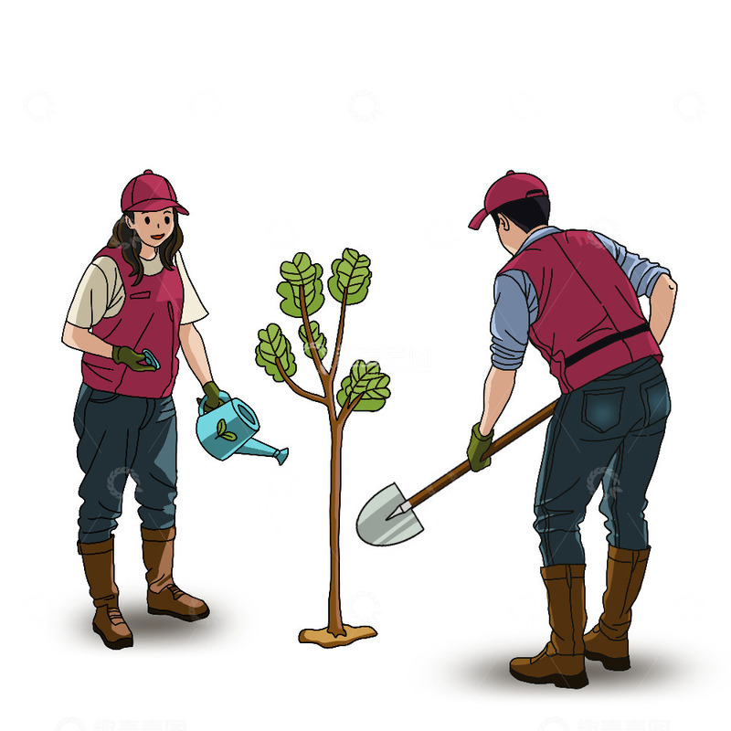 源文件下载【趣麦麦图】植树节志愿者