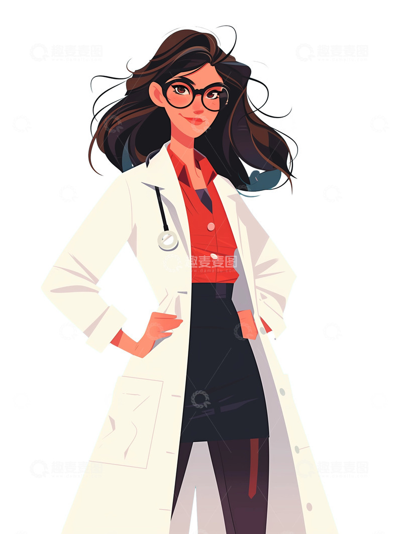 高清大图下载【趣麦麦图】卡通扁平医生插画素材