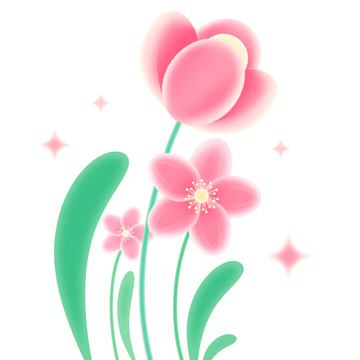 春天春日弥散风花朵元素