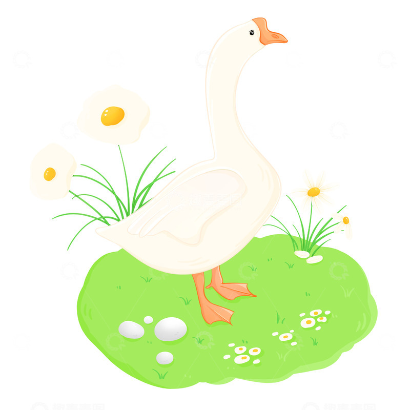 源文件下载【趣麦麦图】卡通插画大白鹅素材