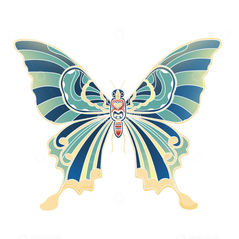 源文件下载【趣麦麦图】中国风国潮蝴蝶元素