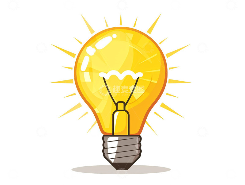 高清大图下载【趣麦麦图】黄色发光灯泡创意想法卡通