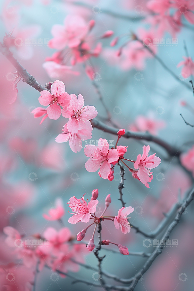 高清大图下载【趣麦麦图】樱花桃花花瓣背景素材