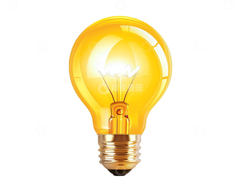 高清大图下载【趣麦麦图】写实风格金色灯泡创意想法
