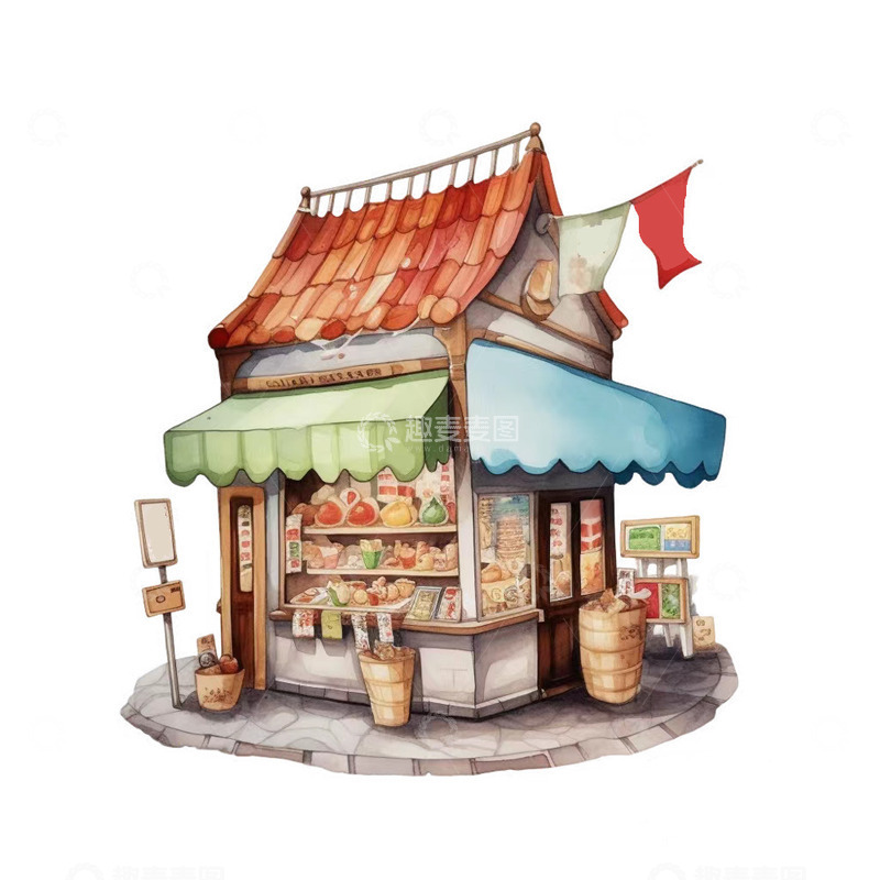 高清大图下载【趣麦麦图】小卖部手绘插画作品
