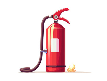 灭火器消防主题卡通插画
