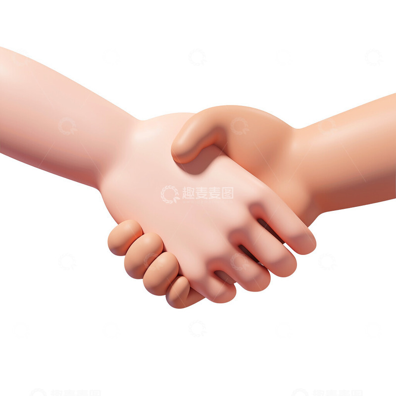 高清大图下载【趣麦麦图】握手3D卡通