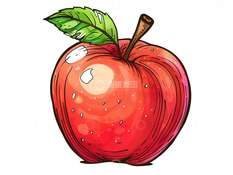 高清大图下载【趣麦麦图】手绘苹果卡通插画