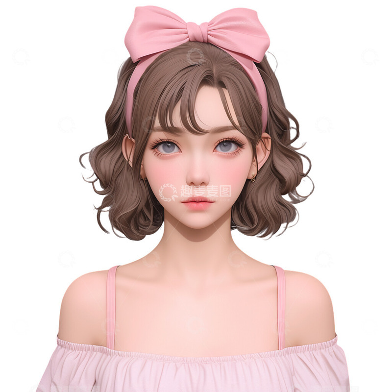 高清大图下载【趣麦麦图】3D可爱的小女生头像3