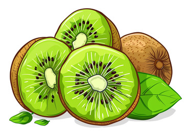 手绘猕猴桃卡通插画