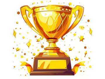 金色奖杯奖项星星装饰