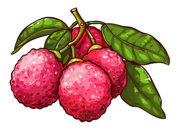 手绘荔枝卡通插画