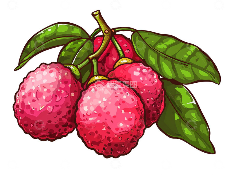 高清大图下载【趣麦麦图】手绘荔枝卡通插画