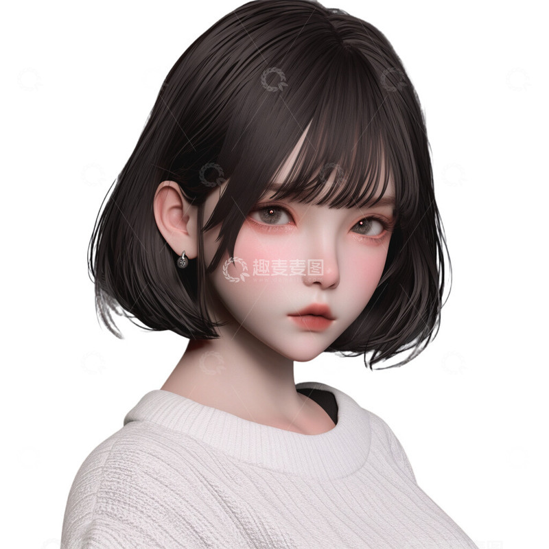 高清大图下载【趣麦麦图】3D可爱的小女生头像6