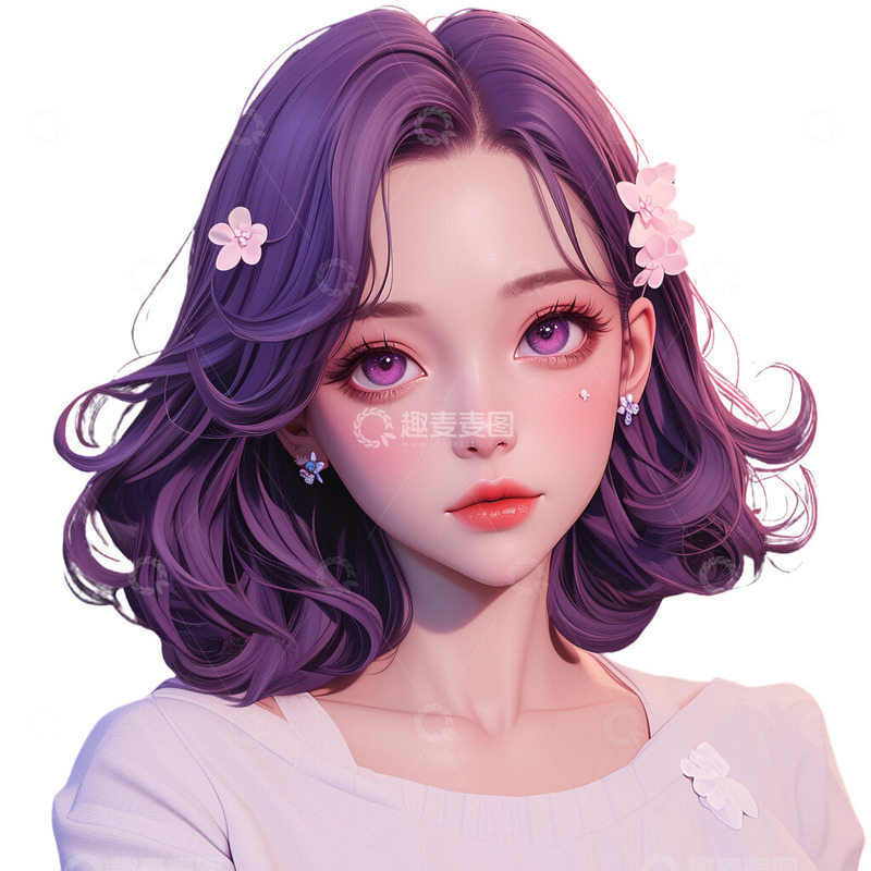 高清大图下载【趣麦麦图】3D可爱的小女生头像5