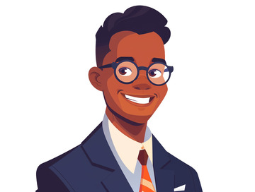 卡通微笑黑人西装男性