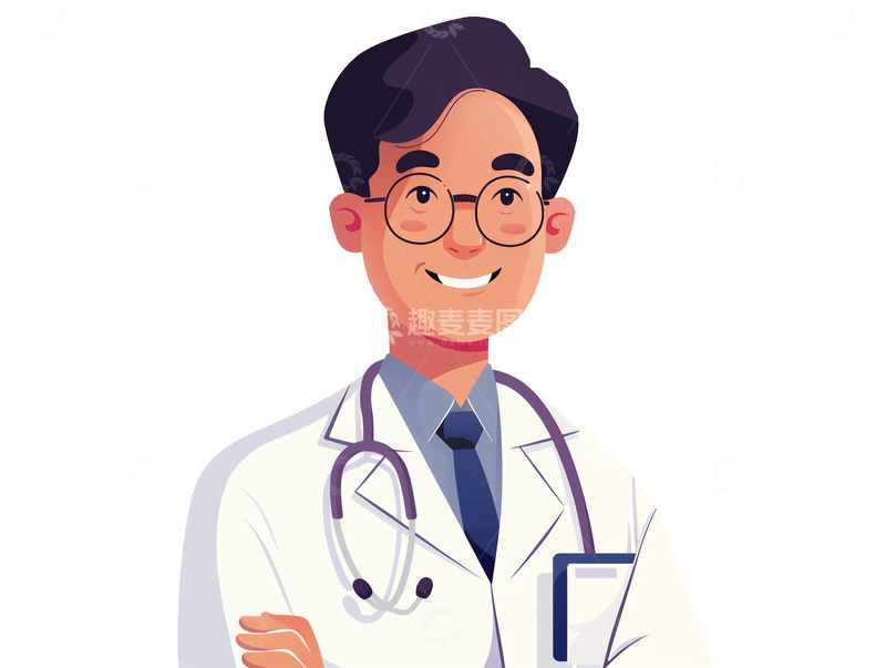 高清大图下载【趣麦麦图】卡通医生扁平风格