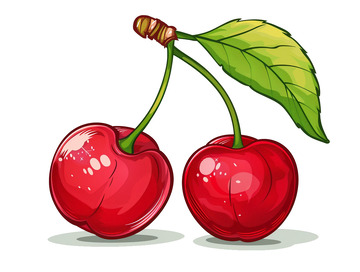 手绘樱桃卡通插画