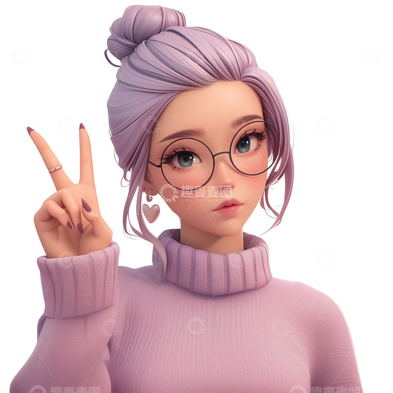 高清大图下载【趣麦麦图】3D可爱的小女生头像2