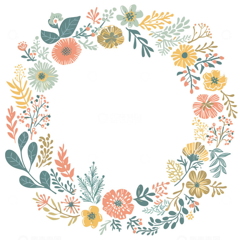 高清大图下载【趣麦麦图】花环花朵边框9