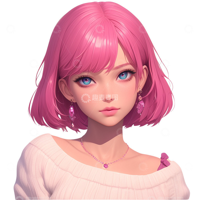 高清大图下载【趣麦麦图】3D可爱的小女生头像7