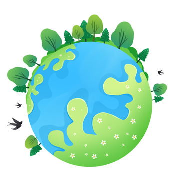 地球日春天插画元素