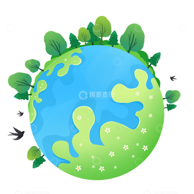 地球日春天插画元素