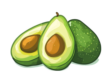 手绘牛油果卡通插画