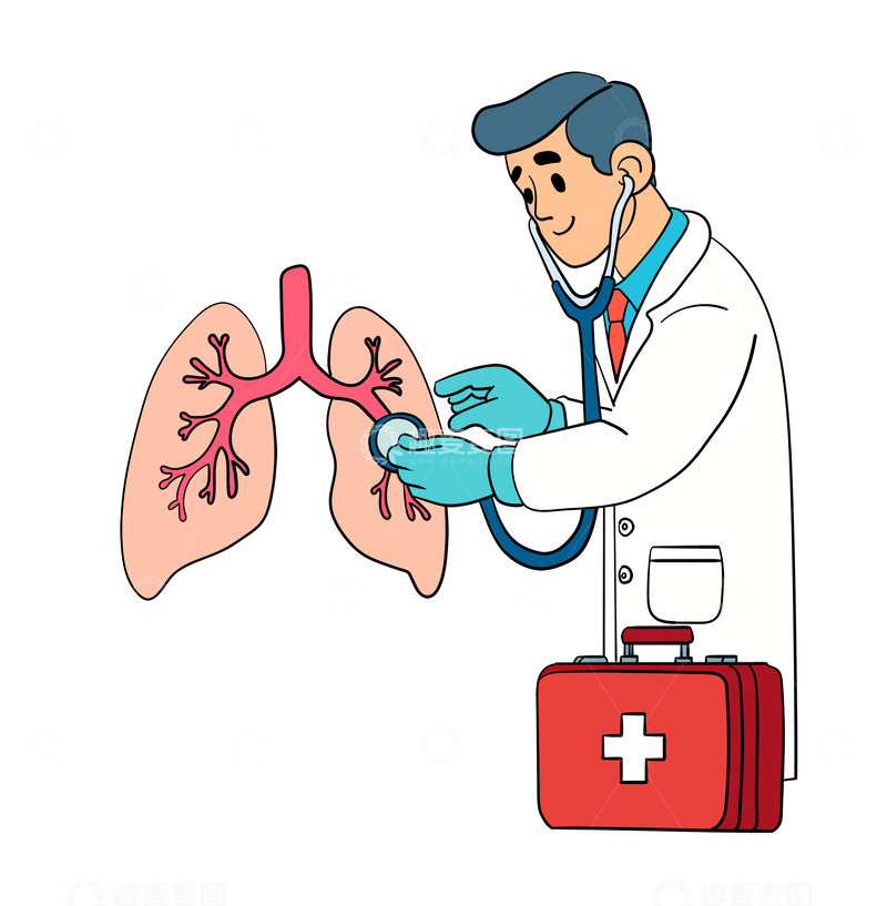 源文件下载【趣麦麦图】世界防止结核病日医生肺场景插画