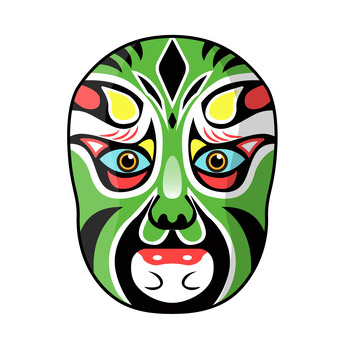 绿色矢量面具脸谱京剧变脸插图