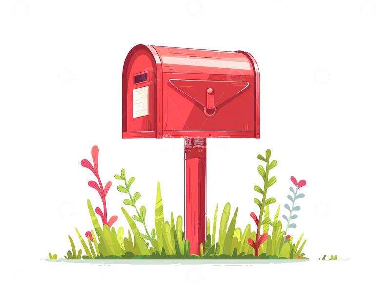 高清大图下载【趣麦麦图】红色卡通信箱免抠图